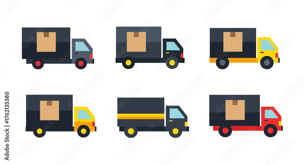 Fototapeta premium Simple Flat Style Delivery Truck With Box Shipment Transportation Illustration