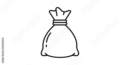 Simple Line Art Empty Sack Tied Icon Symbol Sign