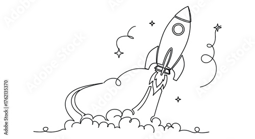 Rocket Launching with Smoke and Stars space