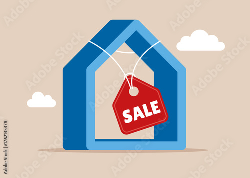 Sale real estate at auction. Real estate auctions and bidding. Vector flat illustration