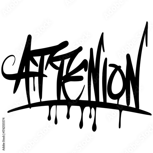 Attenion Text Graffiti Tagging Illustration 