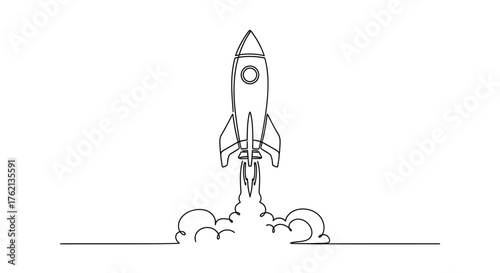 Rocket launch with smoke space vehicle