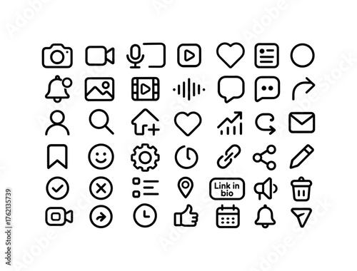 Minimalist social media icon set for modern user interface design