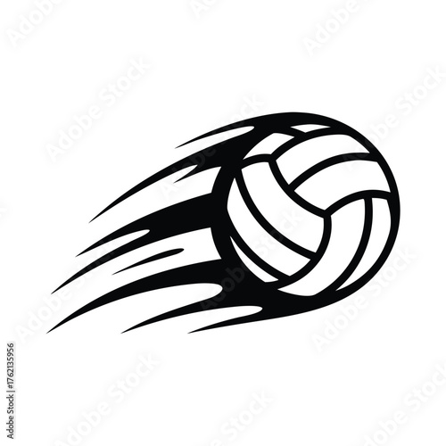 Volleyball Vector Illustration with Speed Streaks minimalist typical of sports logos for tournament on White Background