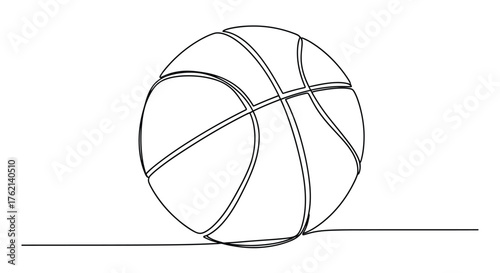 Single line drawing of a basketball sport game