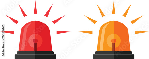 Red and orange emergency lights flashing vector illustration