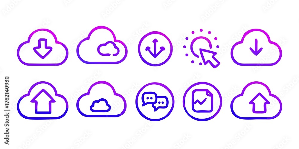 Obraz premium Flat voice message and chat icon collection