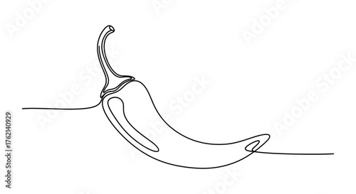 Single line drawing of a chili pepper food spice