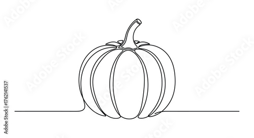 Single line drawing of a pumpkin squash gourd