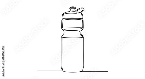 Single line drawing of a water bottle drinkware container