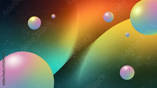3D Vibrant Gradient Background with Floating Spheres