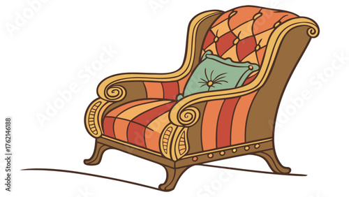 Vintage wingback armchair vector illustration elegant upholstered furniture comfortable seating scalable graphic design