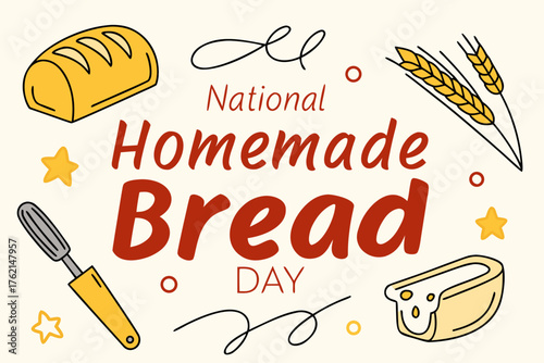 NATIONAL HOMEMADE BREAD DAY vector illustration