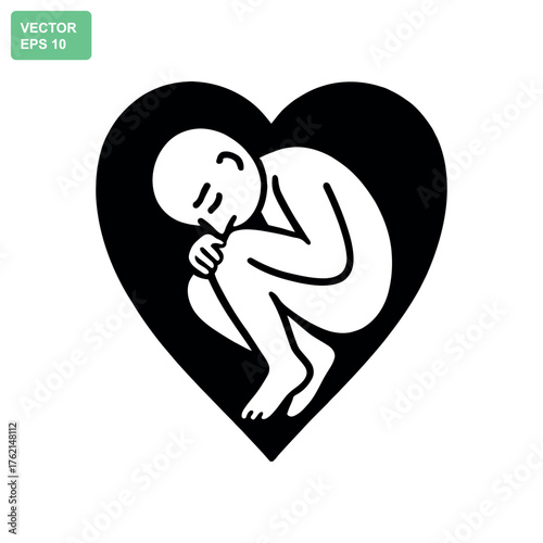 Person in fetal position embraced by a protective heart symbolizing mental safety