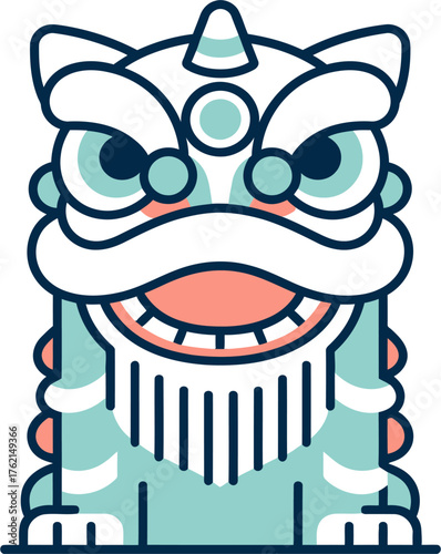 lion dance flat design, lion dance performances symbolizing successful,  bring good luck and fortune