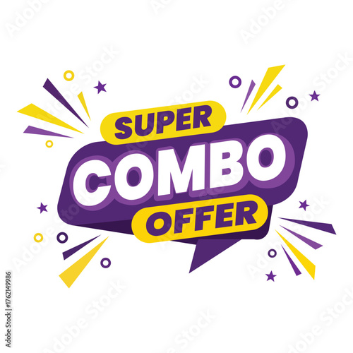 Super Combo Offer Deal Purple Yellow Sales Marketing Promotion Savings Special Discount Limited Time Offer Graphic