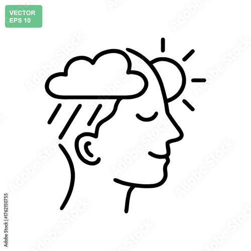 Emotional transformation from stormy sadness to sunny optimism visual metaphor