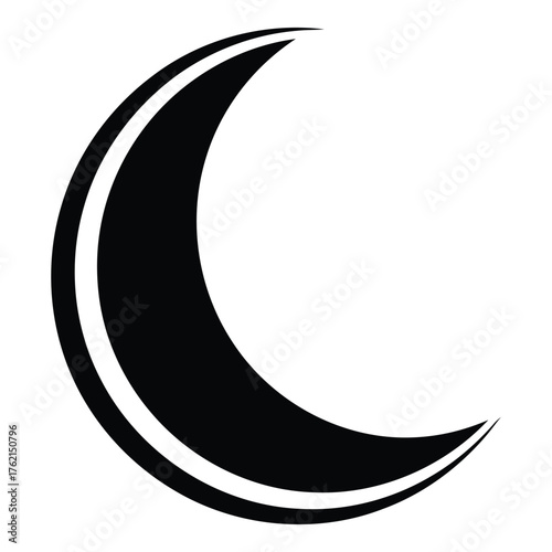 Black crescent moon symbol with a subtle glow