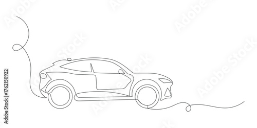 Continuous one line drawing of car vector icon illustration