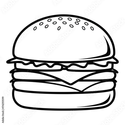 Outline drawing of a double cheeseburger