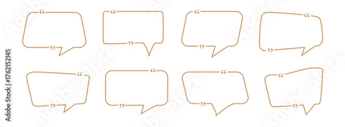Set of speech bubble quote icons. empty comic speech bubbles set with brown and black. Vintage design, pop art style - stock vector.