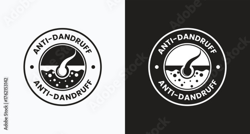 Anti dandruff logo or Anti dandruff label vector isolated in flat style. Best Anti dandruff logo vector for product packaging design element. Anti dandruff label vector for packaging design element.