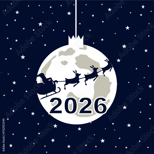 Santa Claus on a reindeer sleigh in the sky 2026
