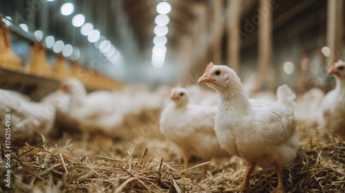 Young Chickens in Straw Bedding