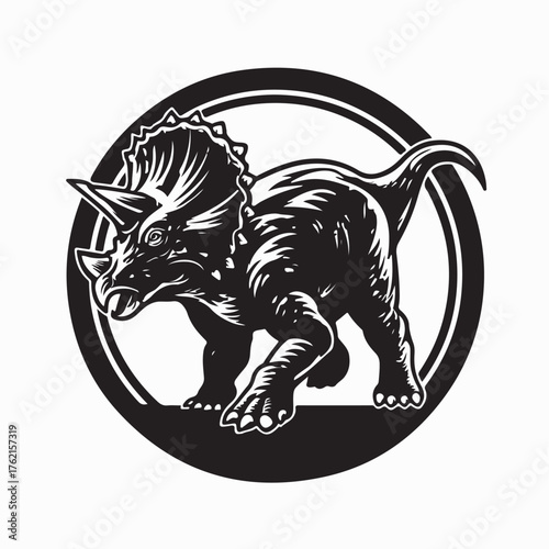 Stylized Triceratops Dinosaur Vector Illustration on white background