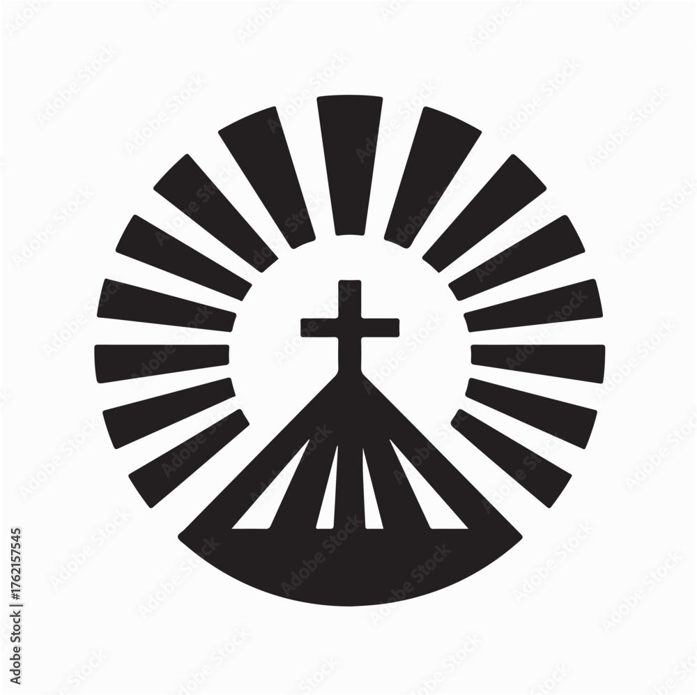 Fototapeta premium Faith Cross Sunlight Silhouette Logo Design on white background