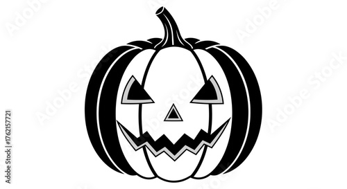 Spooky Halloween pumpkin carved with a scary face ready for trick-or-treat night
