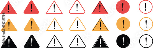 Warning sign. Exclamation mark icon design. Attention Icon Set. Danger Caution or Alert Risk Warning .