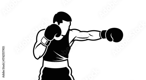 Dynamic boxer throwing a powerful punch, ready for competition and victory!