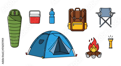 Essential camping gear ready for outdoor adventures under the stars for a perfect trip