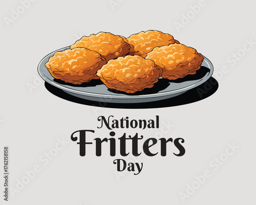 National Fritters Day, idea for horizontal poster, banner, flyer or menu design Pro Vector.