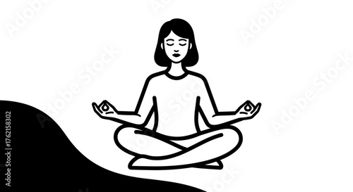 Woman meditating in lotus position, achieving inner peace and mindfulness