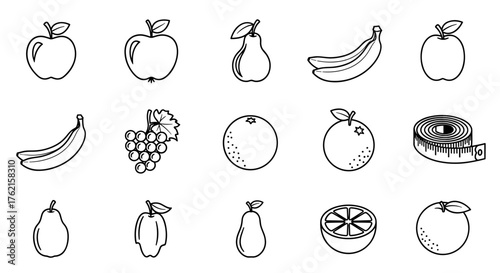 Fresh fruits and measuring tape, promoting healthy eating and balanced lifestyle