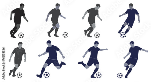 Dynamic soccer players in action, perfect for sports design and athletic projects