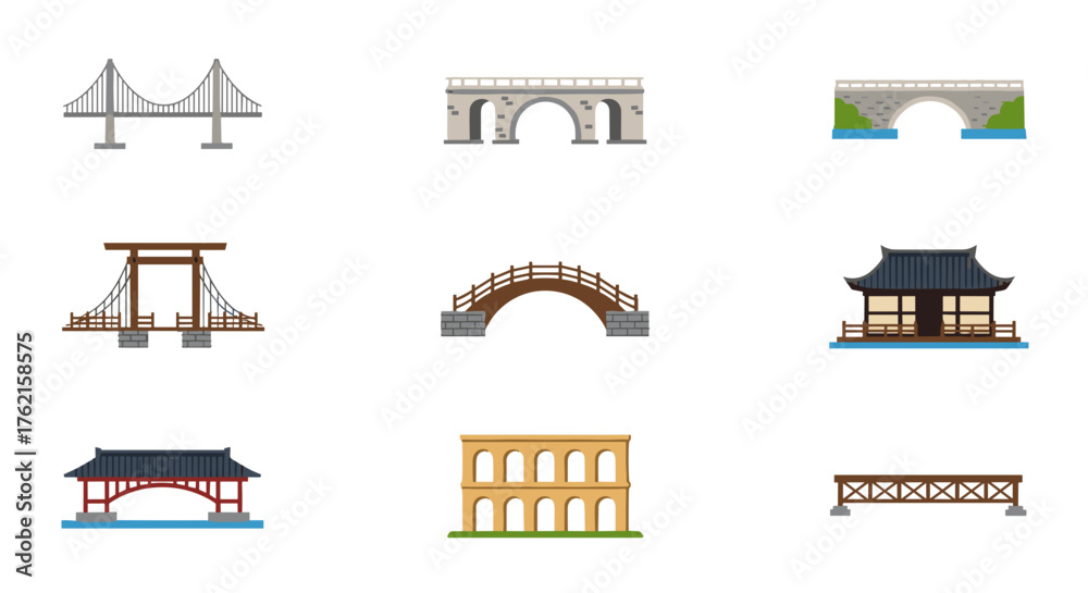 Naklejka premium Collection of iconic bridges showcasing architecture and engineering marvels worldwide