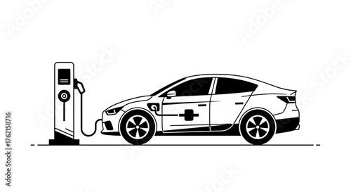 Electric car charging at a modern station symbolizing sustainable transport solutions