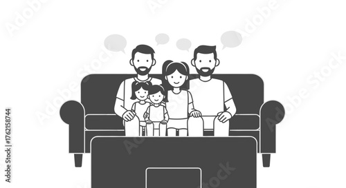 Family watching television together enjoying quality time and sharing joyful moments