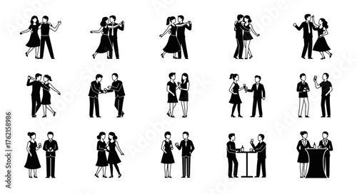 Dynamic couples celebrate, converse, and connect in elegant social gatherings