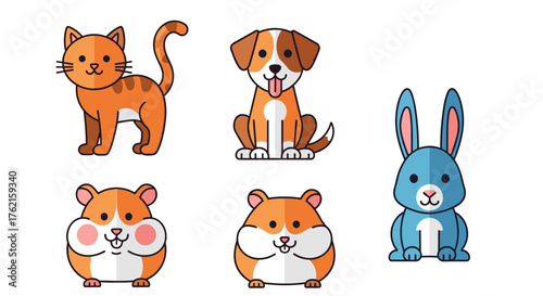 Adorable cartoon pets delightful collection of playful animal characters