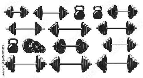 Dynamic collection of weightlifting equipment for a powerful fitness brand