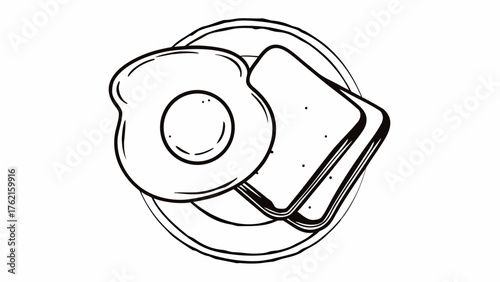 Hand drawn minimalist egg and toast combo vector illustration doodle