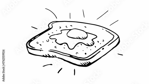 Hand drawn toast slice with melting butter breakfast food vector illustration