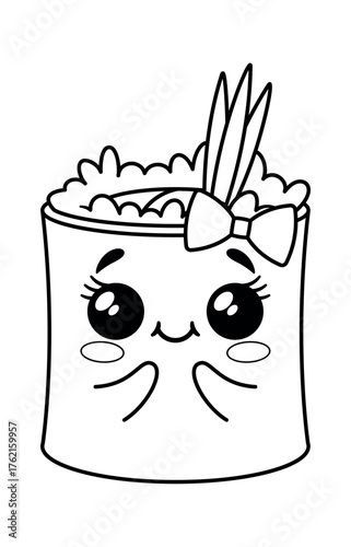 Kawaii sushi roll girlish character