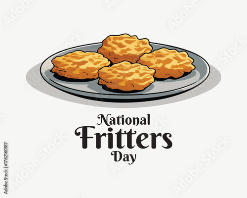 National Fritters Day, idea for horizontal poster, banner, flyer or menu design Pro Vector.