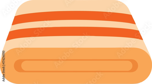 Cozy folded blanket orange stripes soft fabric home comfort warmth textile vector