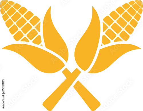 Golden corn cobs vector icon agricultural harvest food symbol vector
